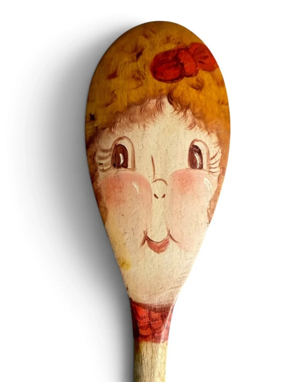 Vintage Set of 5 Hand Painted Wooden Spoons Folk Art Whimsical Character Faces